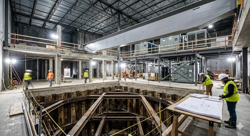 Supported excavation interior from a Temporary Works Consulting project