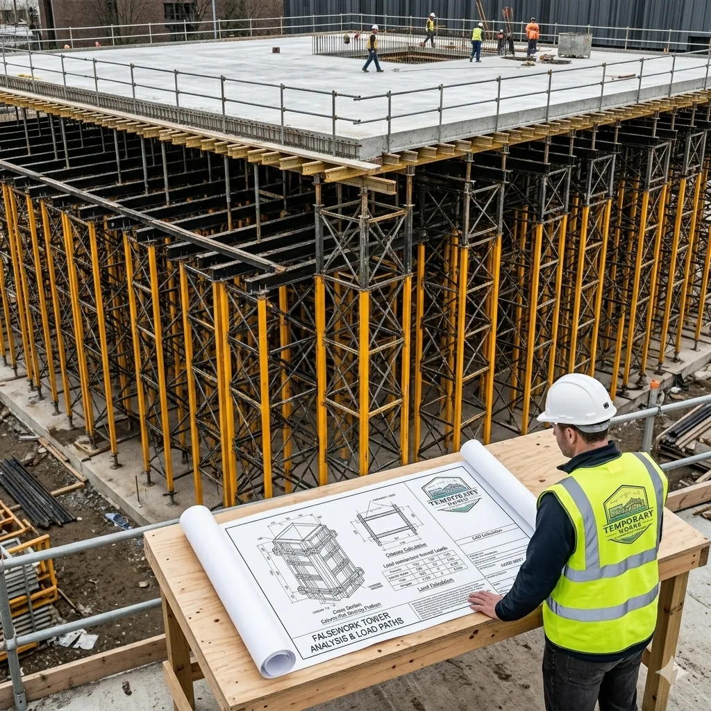 Falsework towers on a Temporary Works Consulting project